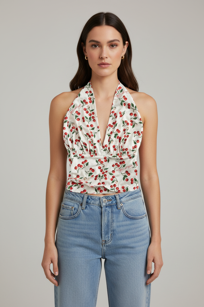 Top Estampa Cerejas 𝗠𝗔𝗥𝗜𝗟𝗬𝗡 𝗠𝗢𝗡𝗥𝗢𝗘 - Guess 2