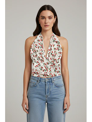 Top Estampa Cerejas 𝗠𝗔𝗥𝗜𝗟𝗬𝗡 𝗠𝗢𝗡𝗥𝗢𝗘 - Guess