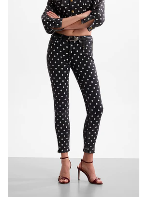 Calças 𝗠𝗔𝗥𝗜𝗟𝗬𝗡 𝗠𝗢𝗡𝗥𝗢𝗘 Bolinhas Preto e Branco - Guess