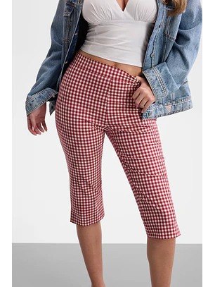 Calças Capri 𝗠𝗔𝗥𝗜𝗟𝗬𝗡 𝗠𝗢𝗡𝗥𝗢𝗘 Vichy Vermelho - Guess