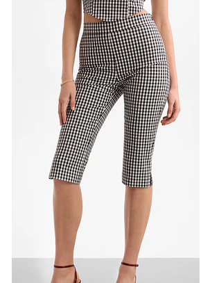 Calças Capri 𝗠𝗔𝗥𝗜𝗟𝗬𝗡 𝗠𝗢𝗡𝗥𝗢𝗘 Vichy Preto - Guess 
