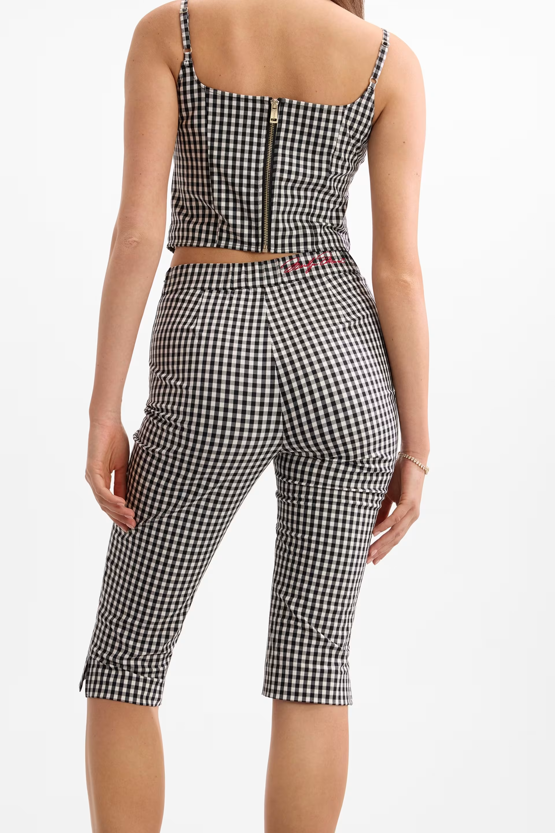 Calças Capri 𝗠𝗔𝗥𝗜𝗟𝗬𝗡 𝗠𝗢𝗡𝗥𝗢𝗘 Vichy Preto - Guess  3