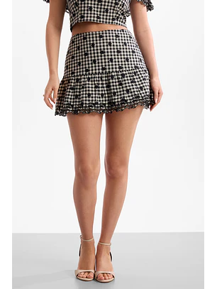 Mini Saia 𝗠𝗔𝗥𝗜𝗟𝗬𝗡 𝗠𝗢𝗡𝗥𝗢𝗘 Xadrez Preto - Guess 