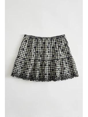 Mini Saia 𝗠𝗔𝗥𝗜𝗟𝗬𝗡 𝗠𝗢𝗡𝗥𝗢𝗘 Xadrez Preto - Guess 