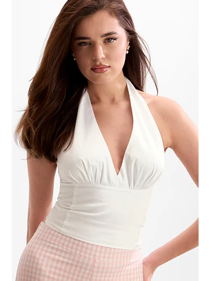 Top Decotado 𝗠𝗔𝗥𝗜𝗟𝗬𝗡 𝗠𝗢𝗡𝗥𝗢𝗘 Branco - Guess 