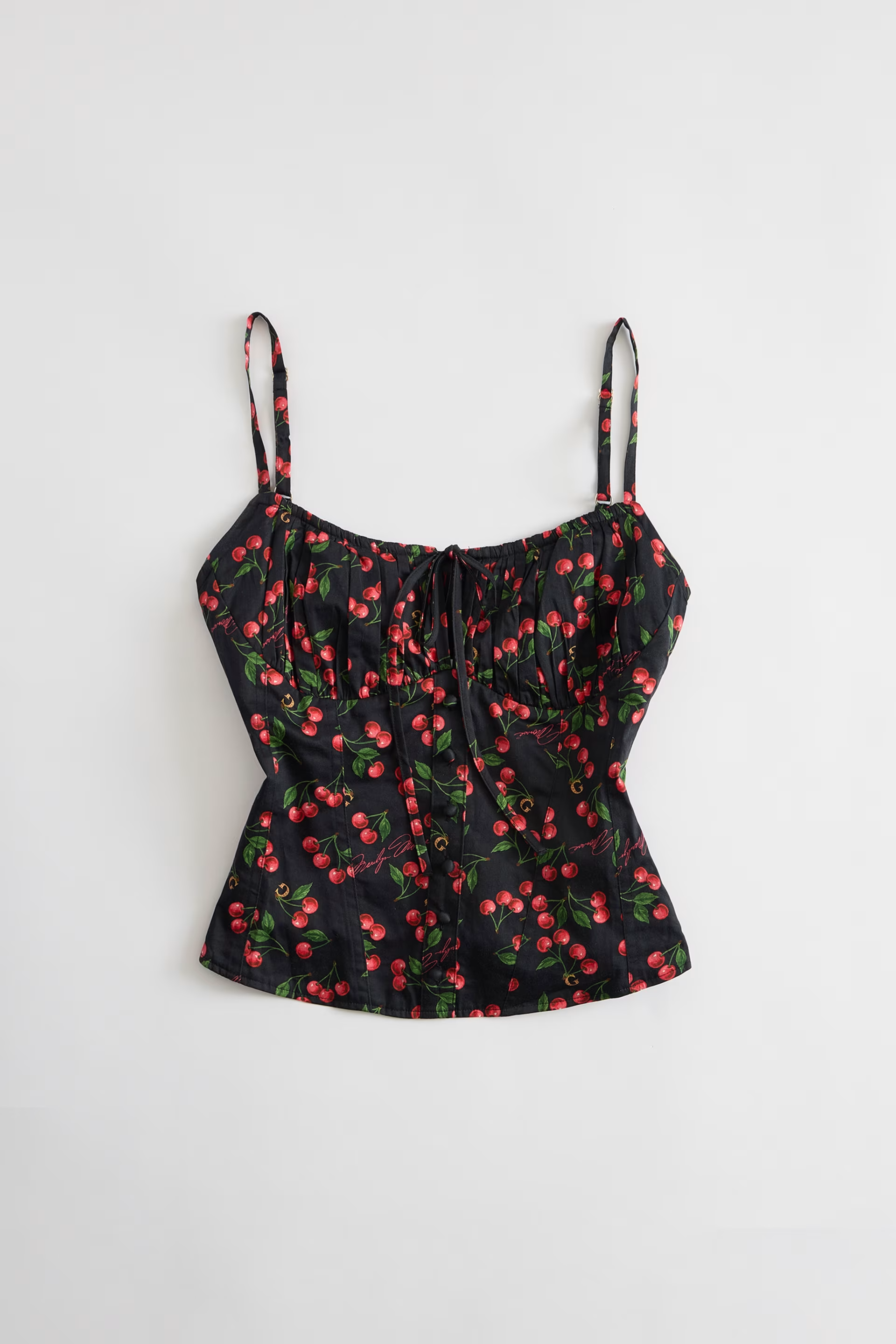 Top Corpete 𝗠𝗔𝗥𝗜𝗟𝗬𝗡 𝗠𝗢𝗡𝗥𝗢𝗘 Cerejas Preto - Guess 1