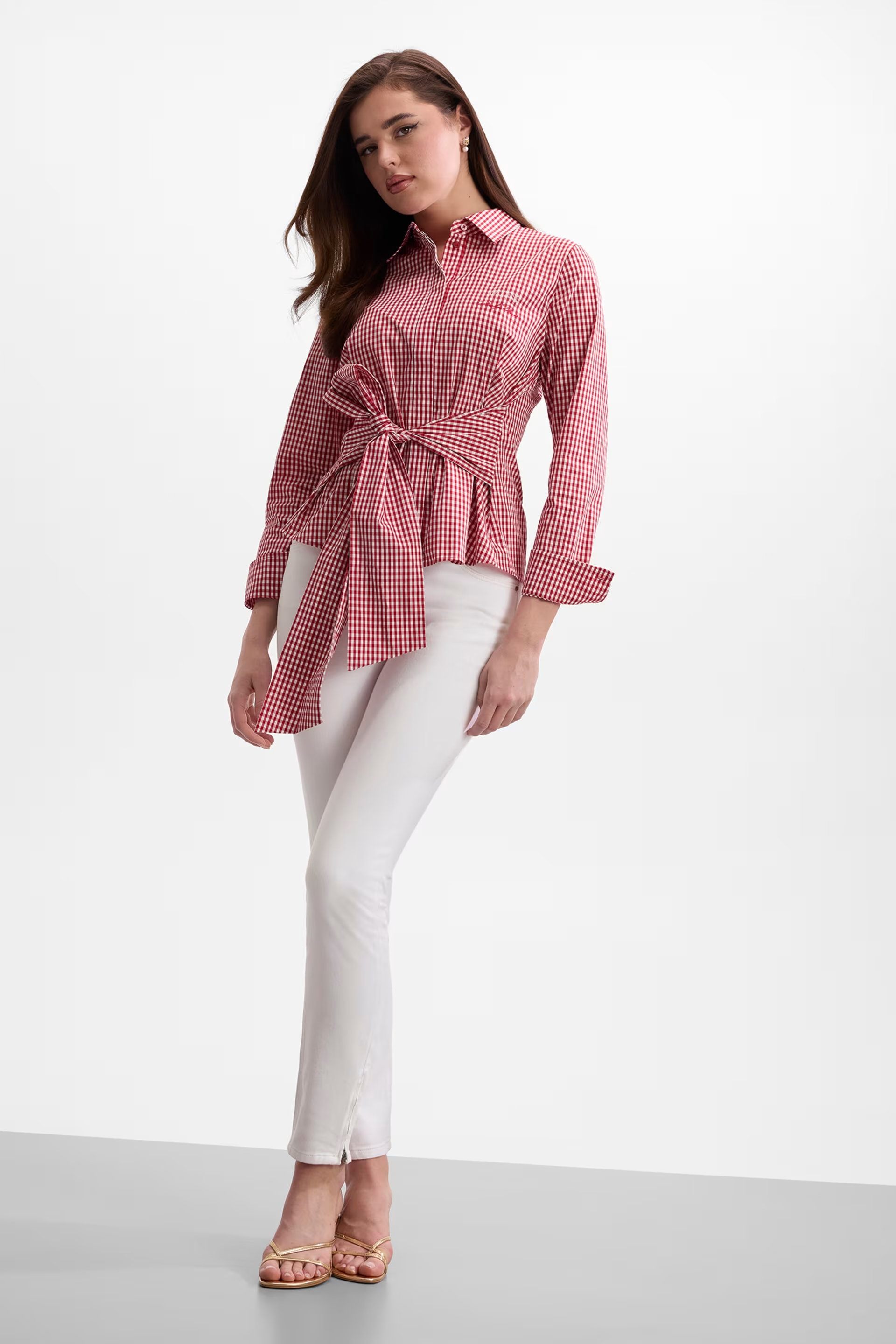 Camisa Laço 𝗠𝗔𝗥𝗜𝗟𝗬𝗡 𝗠𝗢𝗡𝗥𝗢𝗘 Vichy Vermelho - Guess 3