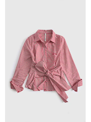 Camisa Laço 𝗠𝗔𝗥𝗜𝗟𝗬𝗡 𝗠𝗢𝗡𝗥𝗢𝗘 Vichy Vermelho - Guess