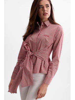 Camisa Laço 𝗠𝗔𝗥𝗜𝗟𝗬𝗡 𝗠𝗢𝗡𝗥𝗢𝗘 Vichy Vermelho - Guess