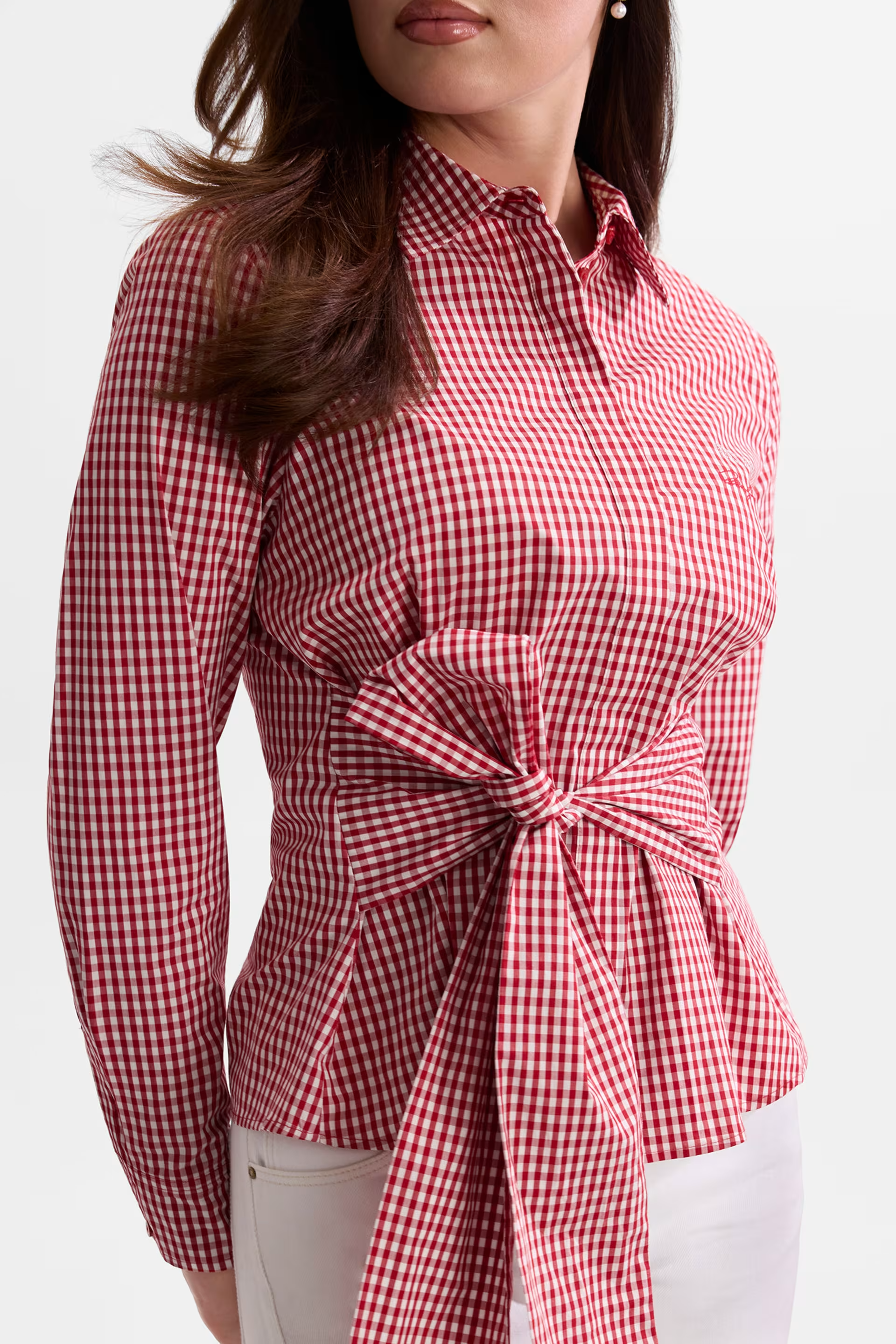 Camisa Laço 𝗠𝗔𝗥𝗜𝗟𝗬𝗡 𝗠𝗢𝗡𝗥𝗢𝗘 Vichy Vermelho - Guess 4