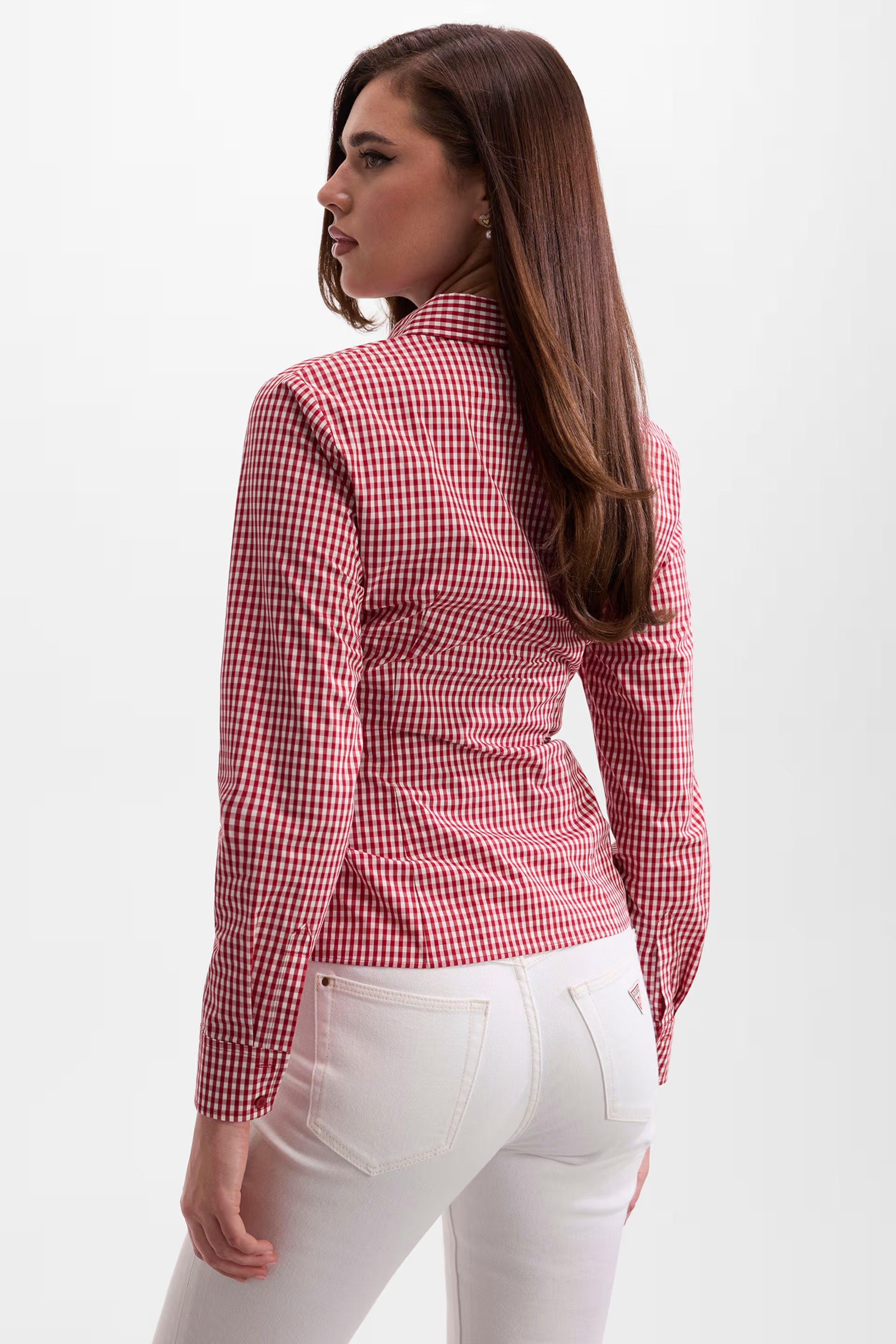 Camisa Laço 𝗠𝗔𝗥𝗜𝗟𝗬𝗡 𝗠𝗢𝗡𝗥𝗢𝗘 Vichy Vermelho - Guess 5