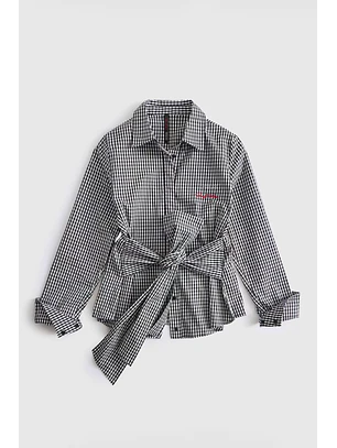 Camisa Laço 𝗠𝗔𝗥𝗜𝗟𝗬𝗡 𝗠𝗢𝗡𝗥𝗢𝗘 Vichy Preto - Guess