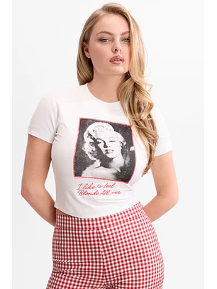 T-shirt Iconic 𝗠𝗔𝗥𝗜𝗟𝗬𝗡 𝗠𝗢𝗡𝗥𝗢𝗘 Branco - Guess 