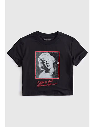 T-shirt Iconic 𝗠𝗔𝗥𝗜𝗟𝗬𝗡 𝗠𝗢𝗡𝗥𝗢𝗘 Preto - Guess