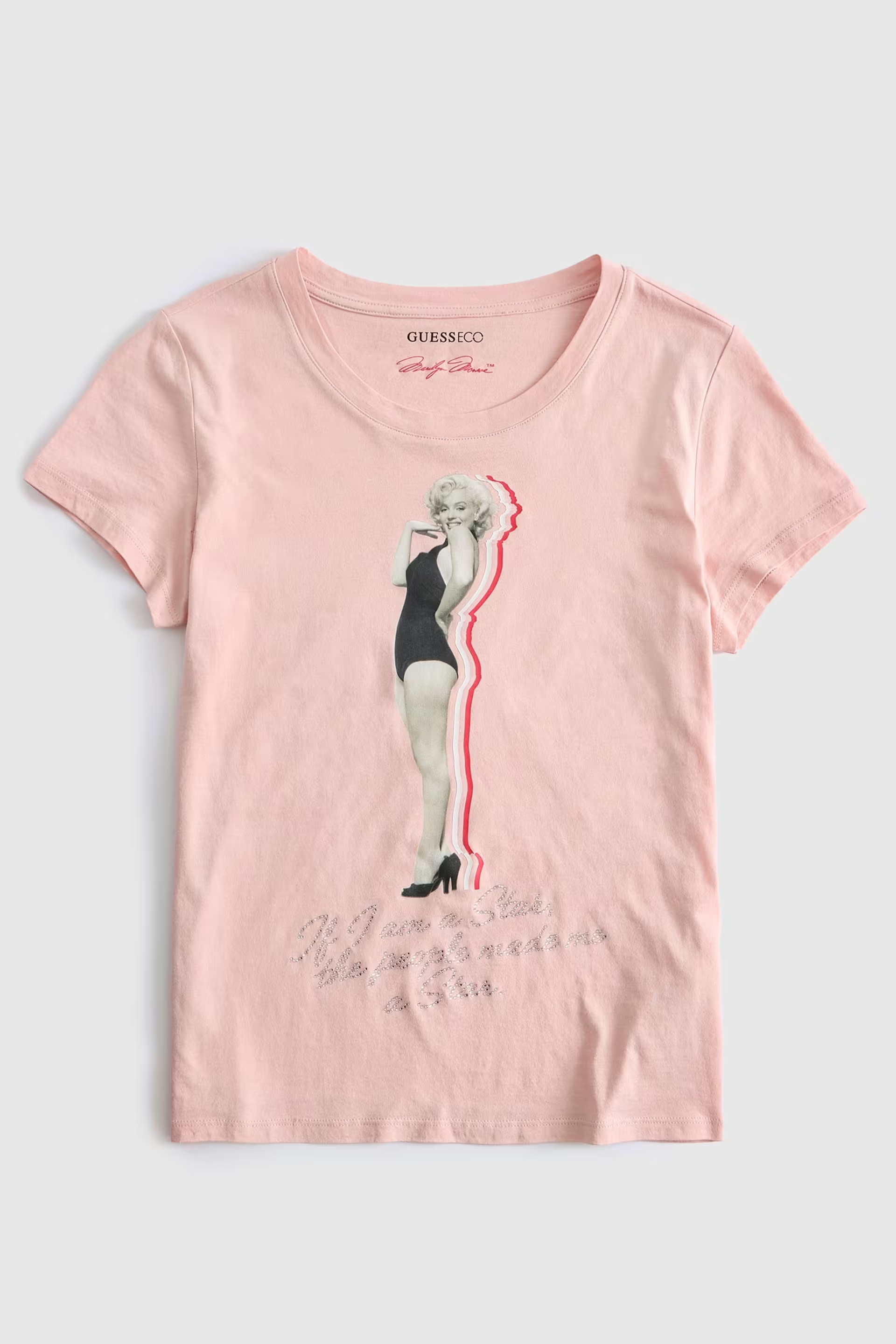 T-shirt Ima a Star 𝗠𝗔𝗥𝗜𝗟𝗬𝗡 𝗠𝗢𝗡𝗥𝗢𝗘 Rosa - Guess  1