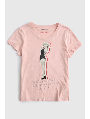 T-shirt Ima a Star 𝗠𝗔𝗥𝗜𝗟𝗬𝗡 𝗠𝗢𝗡𝗥𝗢𝗘 Rosa - Guess 