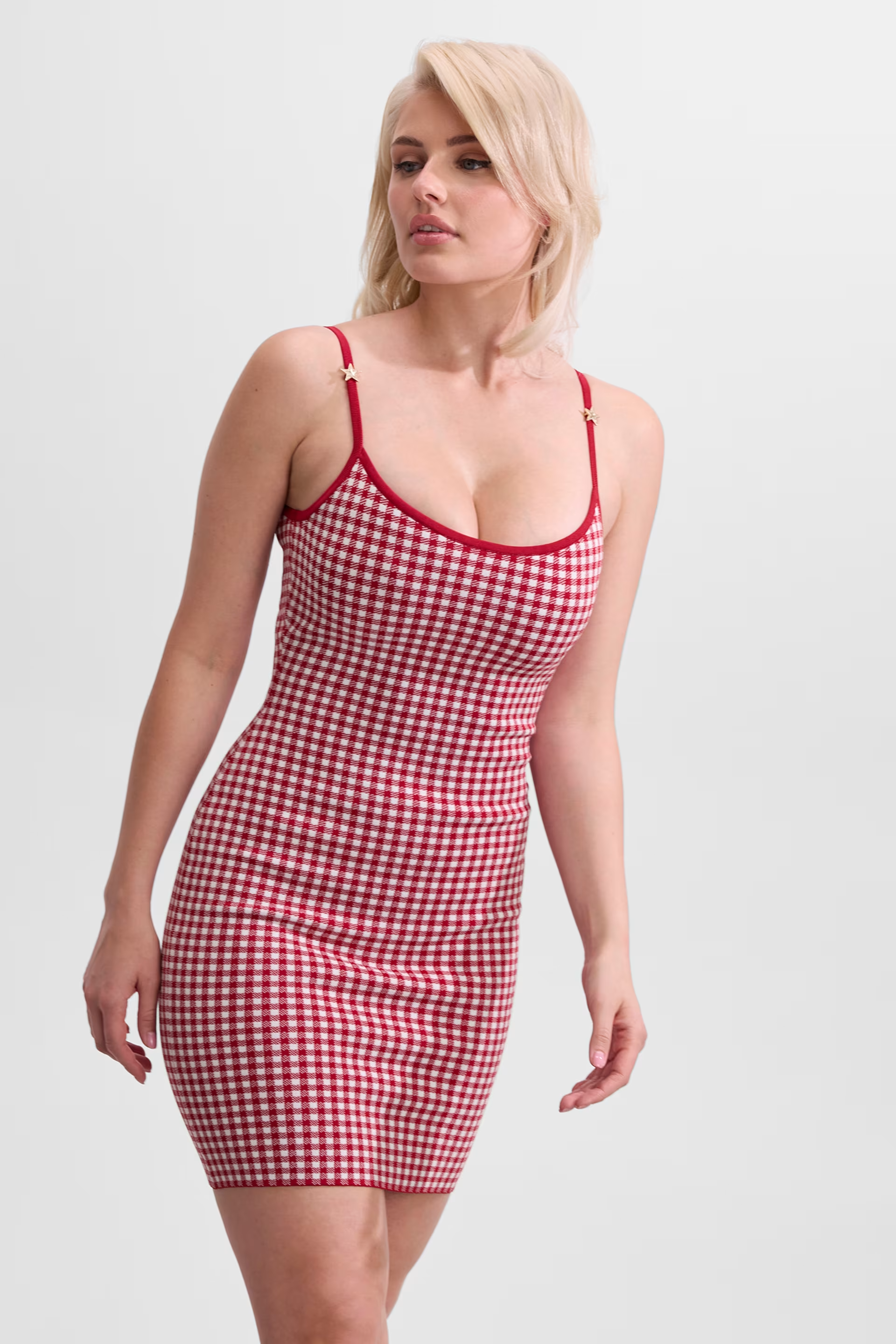 Vestido de Alças 𝗠𝗔𝗥𝗜𝗟𝗬𝗡 𝗠𝗢𝗡𝗥𝗢𝗘 Vichy Vermelho - Guess  2