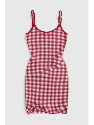 Vestido de Alças 𝗠𝗔𝗥𝗜𝗟𝗬𝗡 𝗠𝗢𝗡𝗥𝗢𝗘 Vichy Vermelho - Guess 