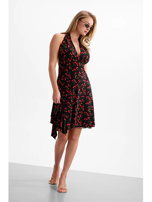 Vestido 𝗠𝗔𝗥𝗜𝗟𝗬𝗡 𝗠𝗢𝗡𝗥𝗢𝗘 Estampa Cerejas Preto - Guess