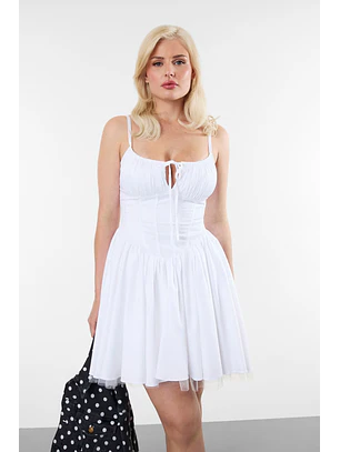 Vestido Corpete 𝗠𝗔𝗥𝗜𝗟𝗬𝗡 𝗠𝗢𝗡𝗥𝗢𝗘 Branco - Guess 
