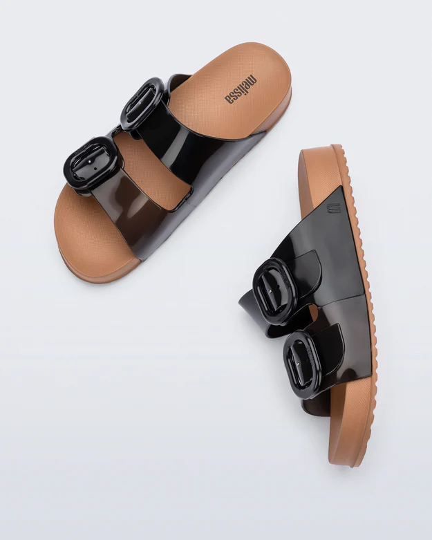 Chinelo Cozy Slide Camel e Preto - Melissa 3