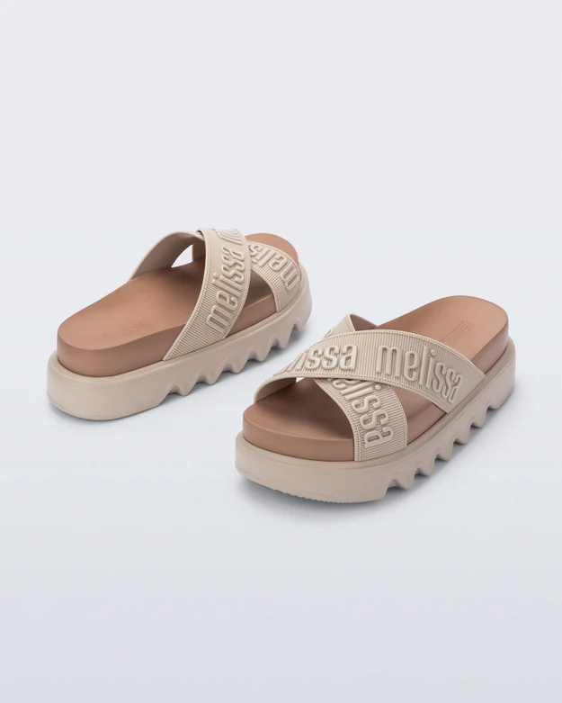 Chinelo Plataforma Cross M. Lover Platform Bege - Melissa 2