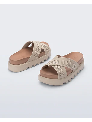 Chinelo Plataforma Cross M. Lover Platform Bege - Melissa