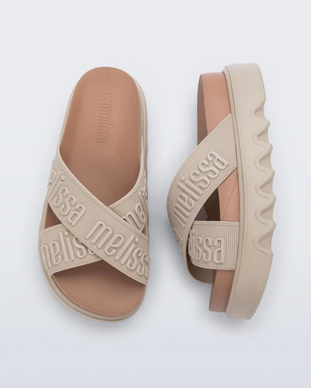 Chinelo Plataforma Cross M. Lover Platform Bege - Melissa 3