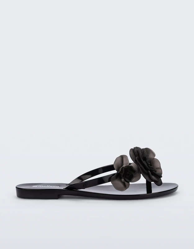 Chinelo Harmonic Petals Preto - Melissa 1