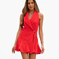 Vestido Curto com Folhos Vermelho - SAHOCO - Miniatura 1