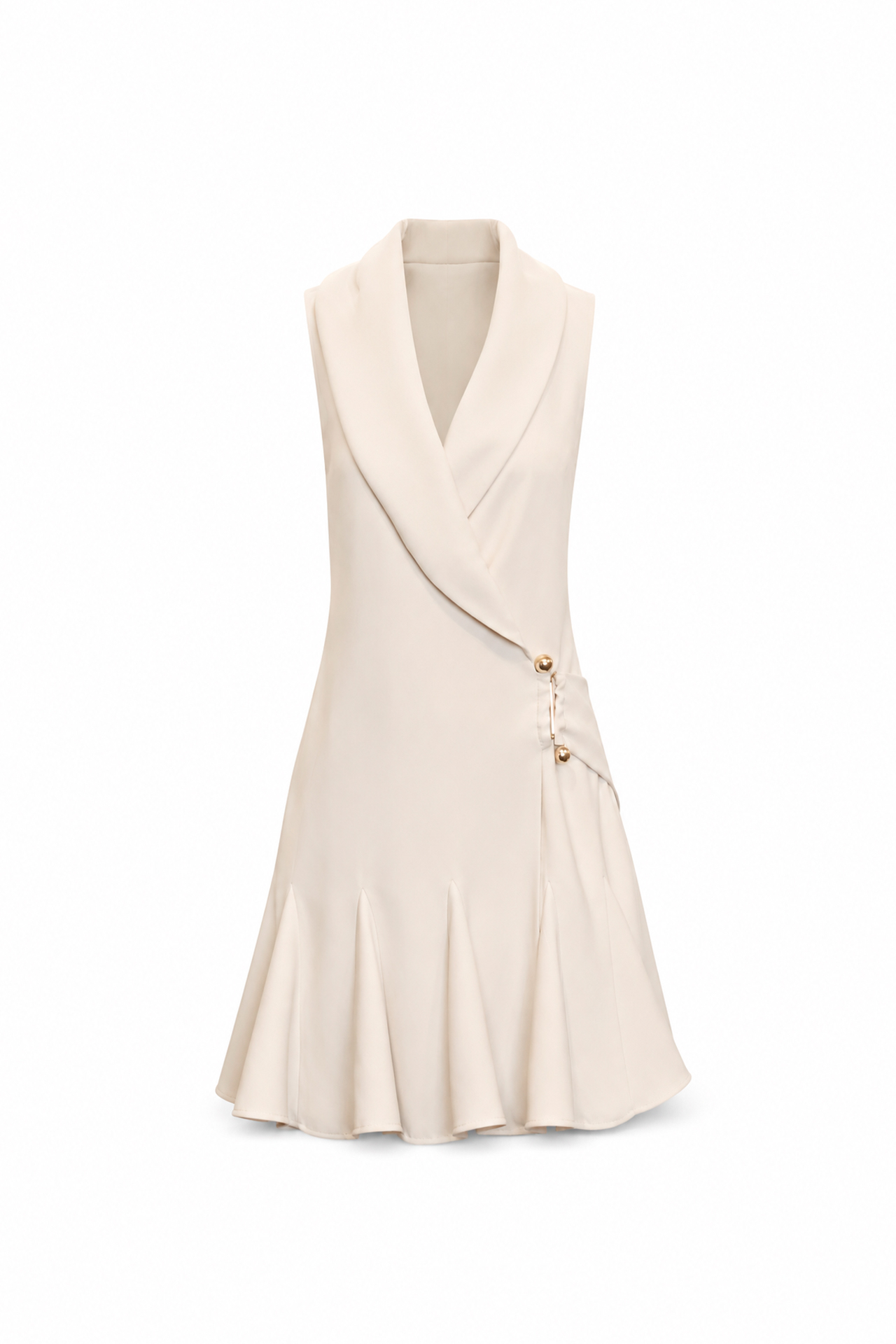 Vestido Curto com Folhos Bege - SAHOCO  3