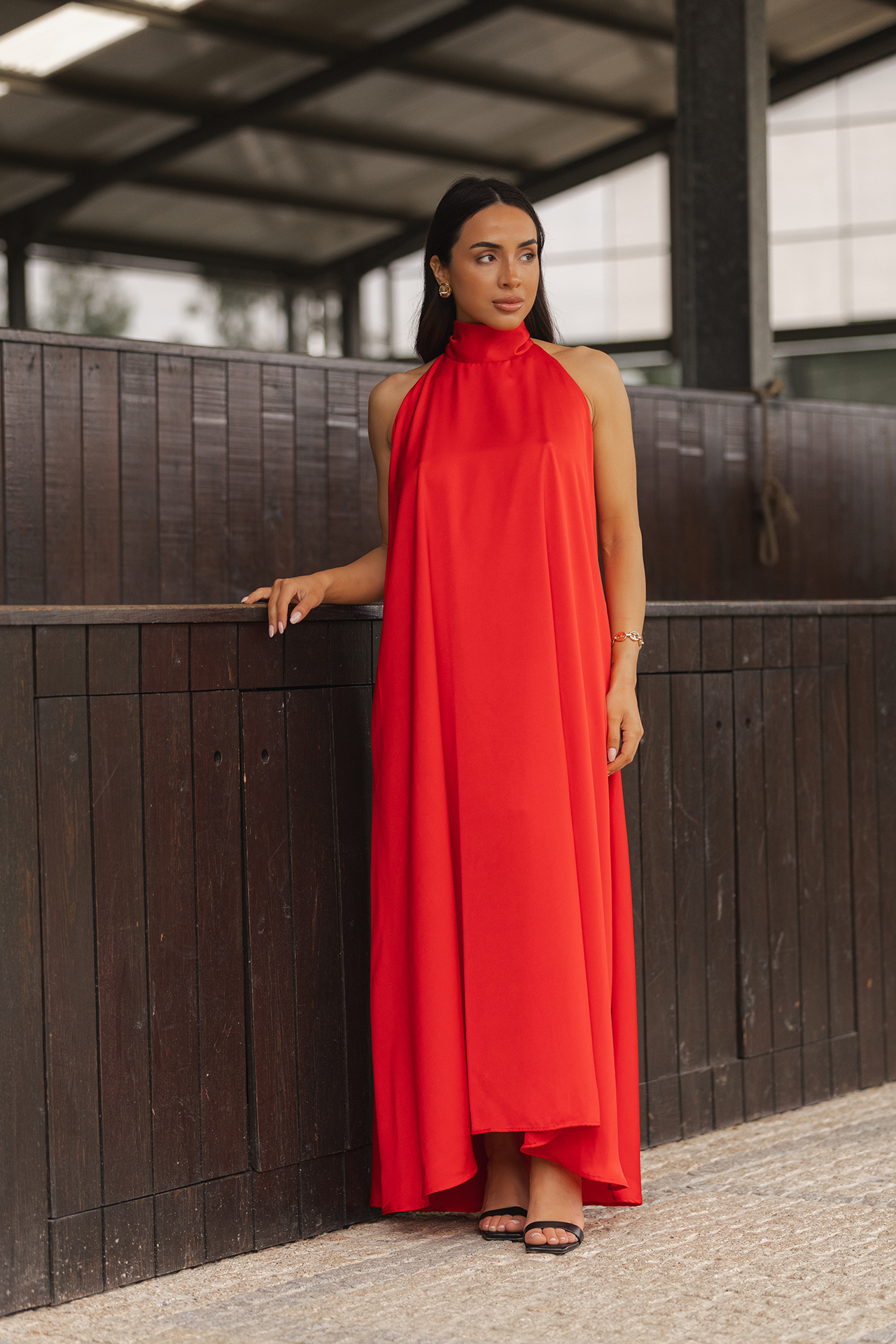 Vestido Halter Acetinado Vermelho - SAHOCO 1