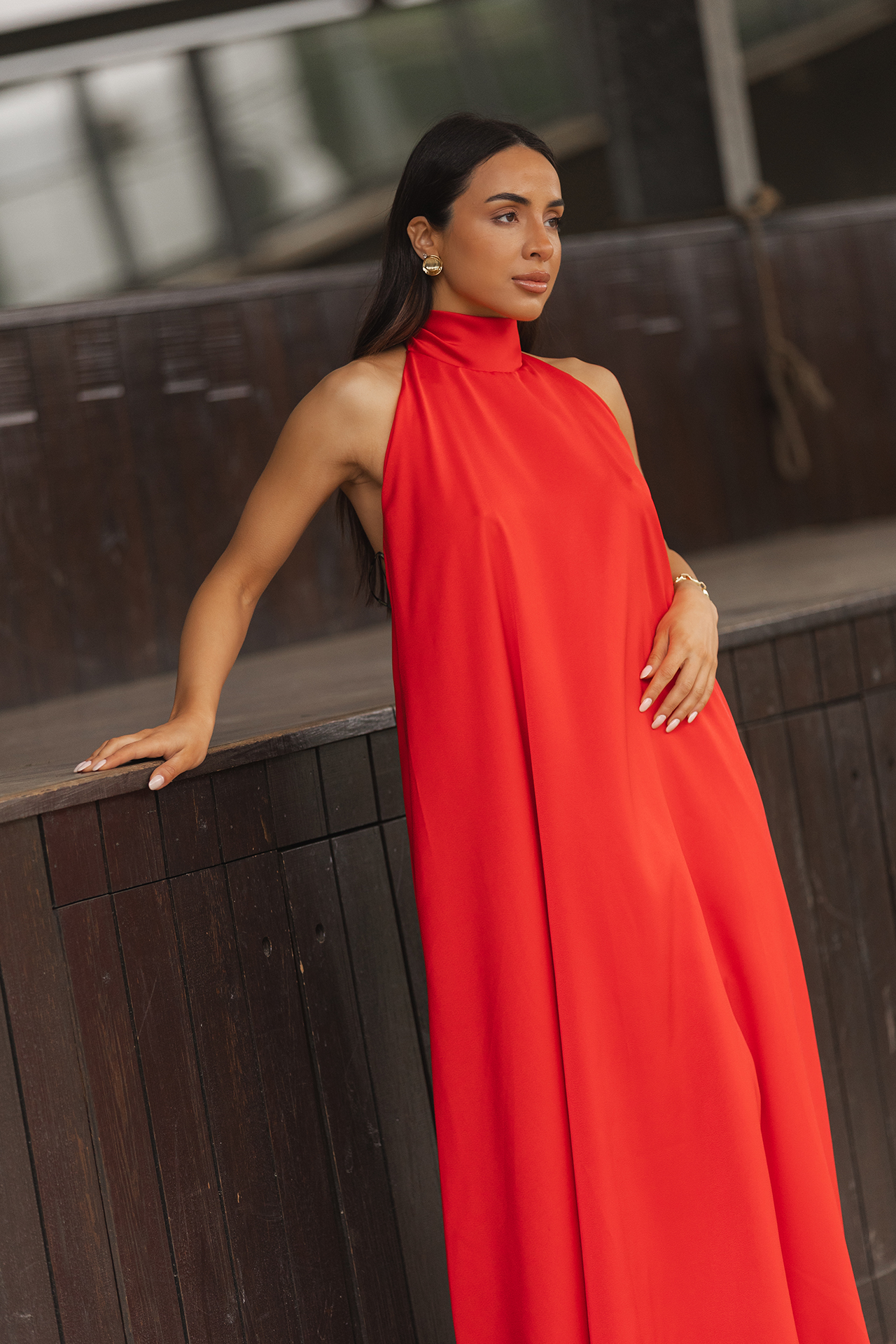 Vestido Halter Acetinado Vermelho - SAHOCO 3