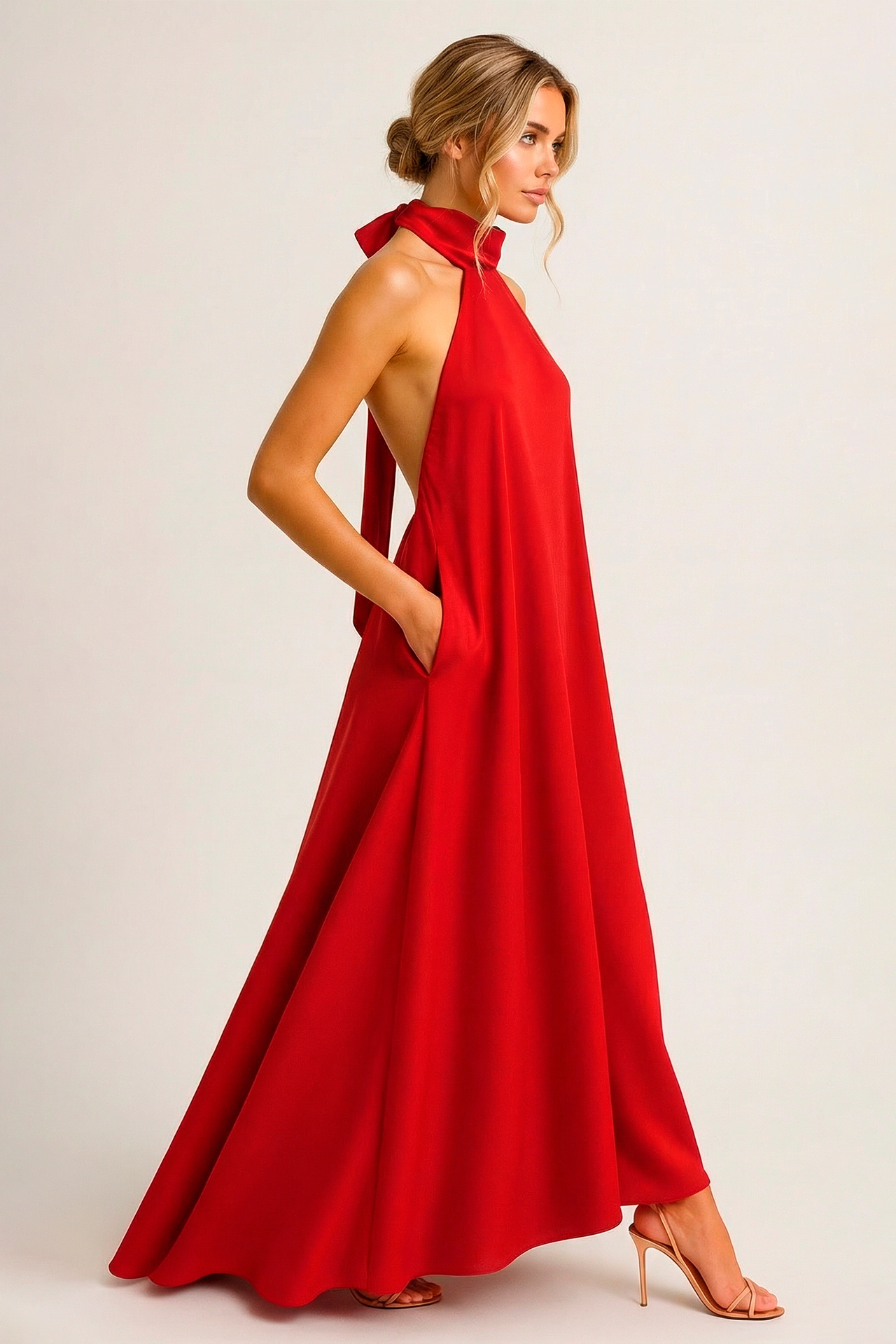 Vestido Halter Acetinado Vermelho - SAHOCO 4