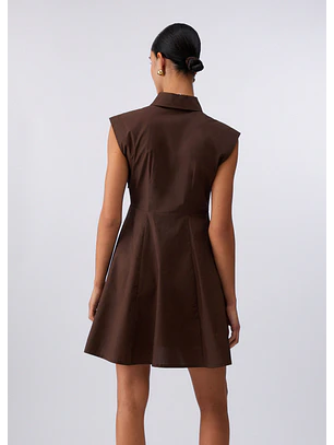 Vestido Curto Popeline Castanho - LIU JO
