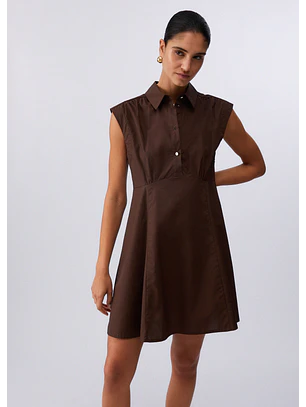 Vestido Curto Popeline Castanho - LIU JO