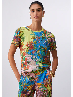 Blusa Manga Curta Estampada Multicolor - LIU JO 