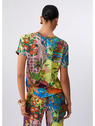 Blusa Manga Curta Estampada Multicolor - LIU JO 
