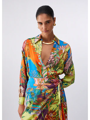 Camisa em Cetim Estampada Multi - Liu Jo 