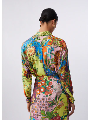 Camisa em Cetim Estampada Multi - Liu Jo 