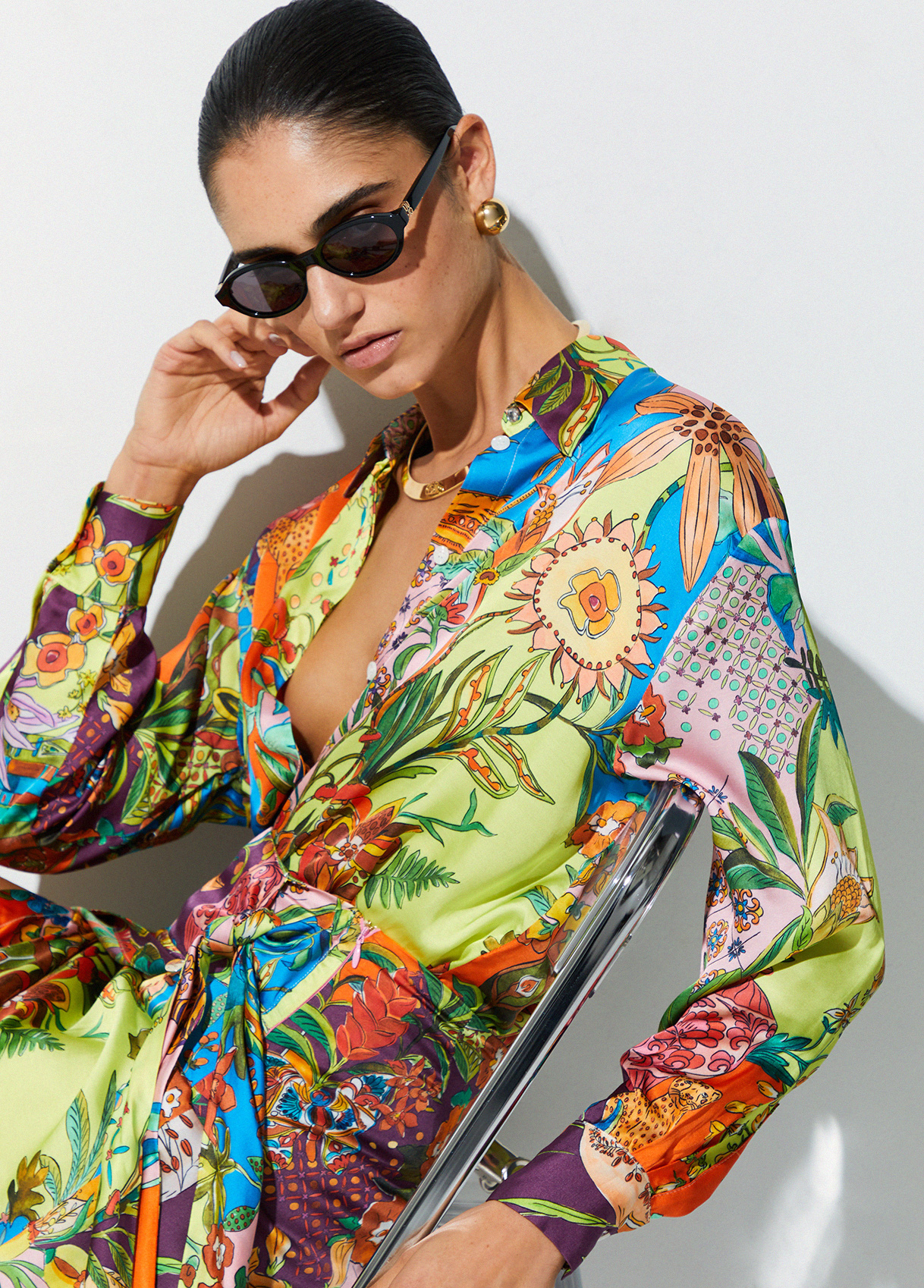 Camisa em Cetim Estampada Multi - Liu Jo  3