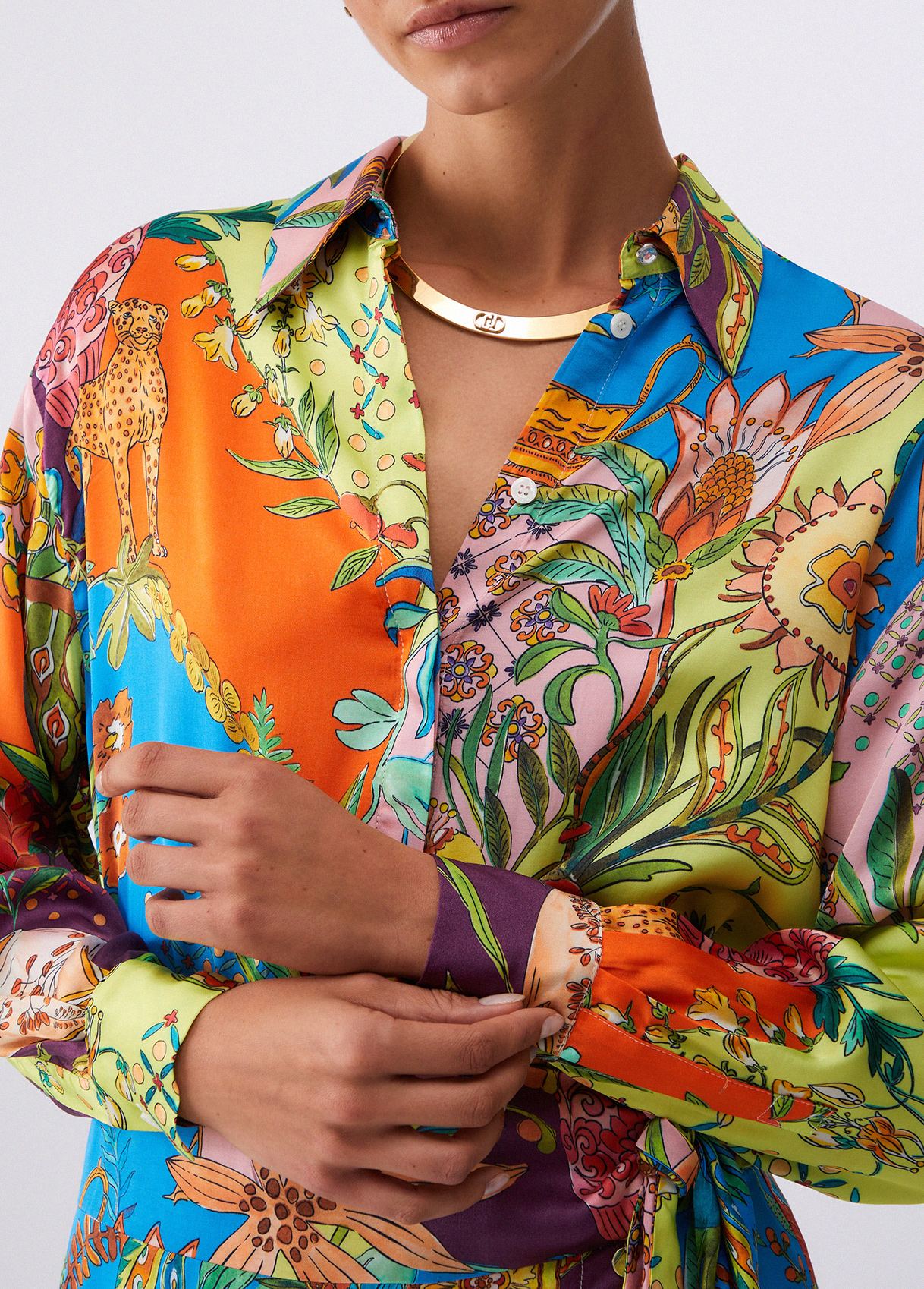 Camisa em Cetim Estampada Multi - Liu Jo  6