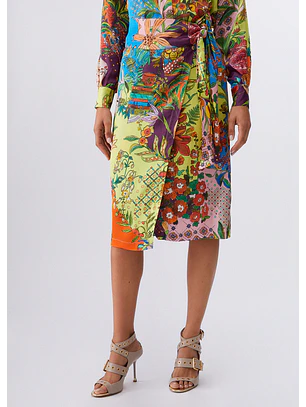 Saia Midi Acetinada Estampada - LIU JO