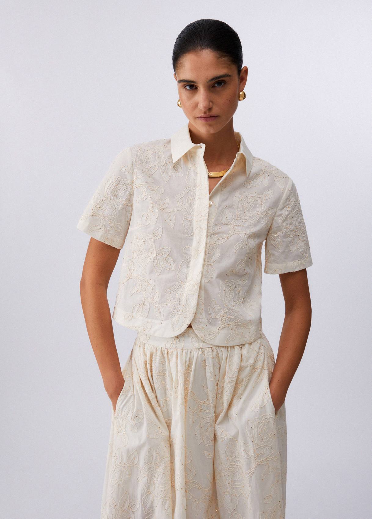 Camisa Bordada Creme - Liu Jo  1