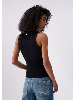 Top Canelado com Strass Preto - LIU JO