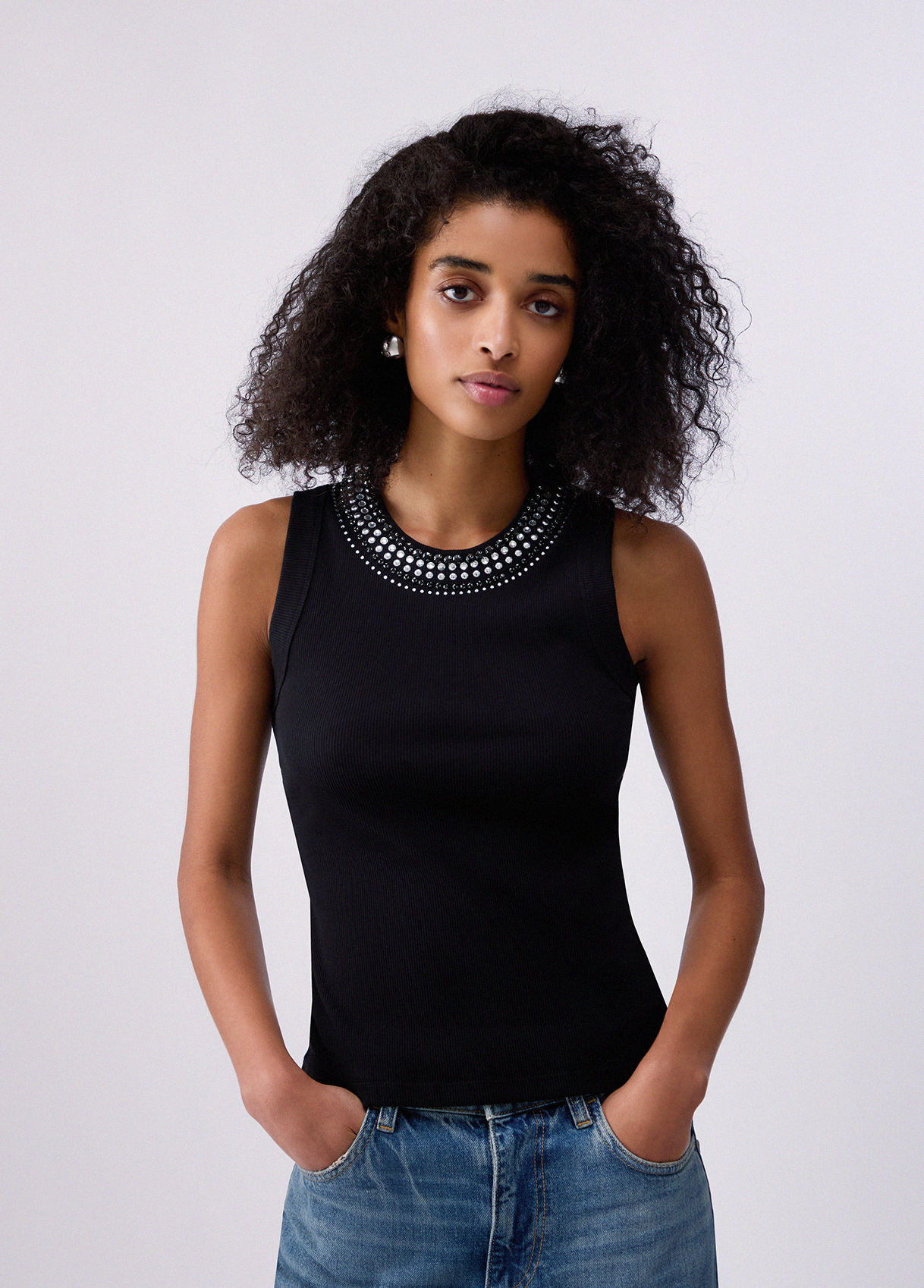 Top Canelado com Strass Preto - LIU JO 1
