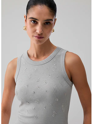 Top Canelado com Strass Cinza - LIU JO 