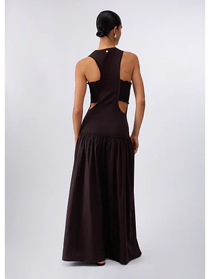 Vestido Comprido Alças Castanho - LIU JO 