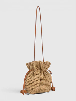 Mala Bucket em Ráfia HERITAGE Camel - Tous