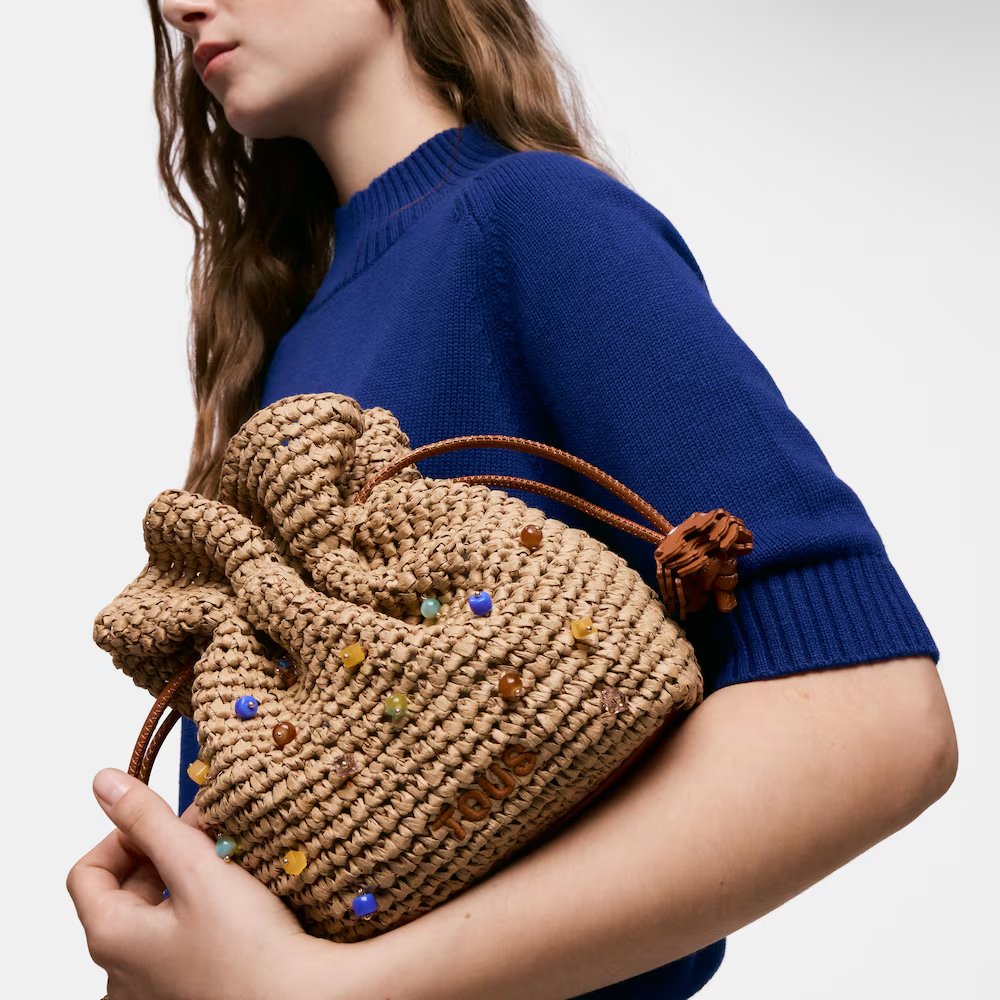 Mala Bucket em Ráfia HERITAGE Camel - Tous 5